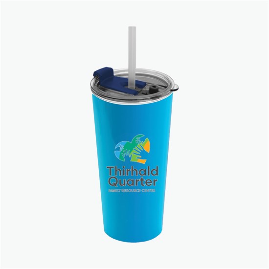 18 oz Road Master Tumbler with Flip Up Lid and Straw - Full Color