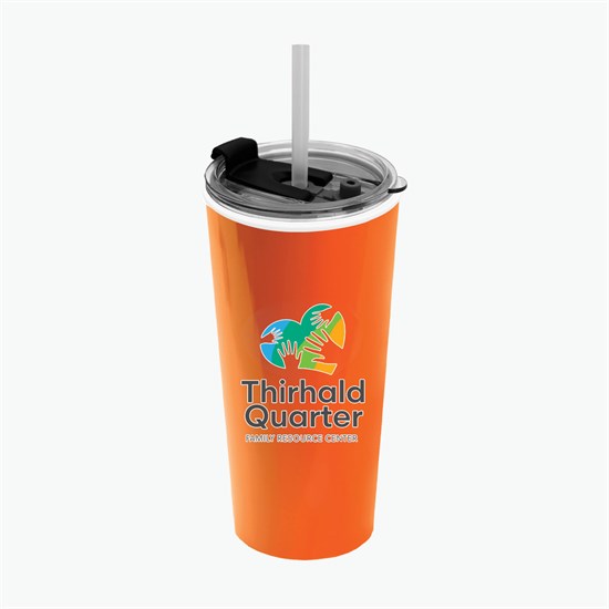 18 oz Road Master Tumbler with Flip Up Lid and Straw - Full Color