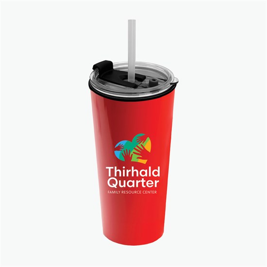 18 oz Road Master Tumbler with Flip Up Lid and Straw - Full Color