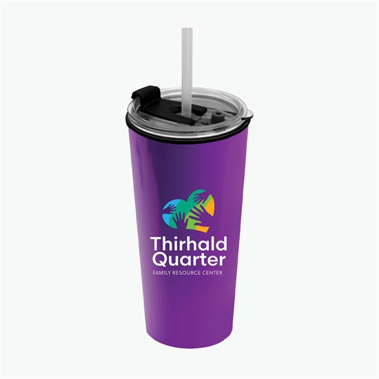 18 oz Road Master Tumbler with Flip Up Lid and Straw - Full Color