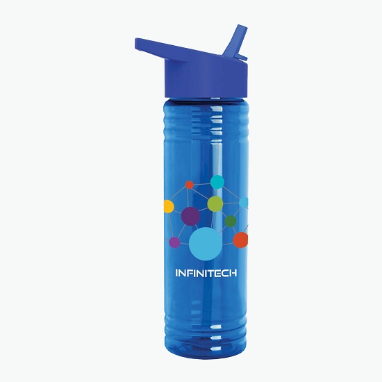 24 oz Slim Fit Water Bottle with Flip Straw Lid - Full Color