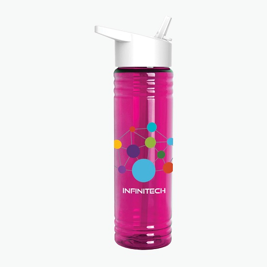 24 oz Slim Fit Water Bottle with Flip Straw Lid - Full Color