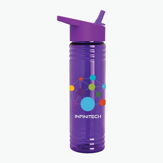 24 oz Slim Fit Water Bottle with Flip Straw Lid - Full Color