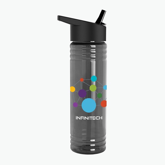 24 oz Slim Fit Water Bottle with Flip Straw Lid - Full Color
