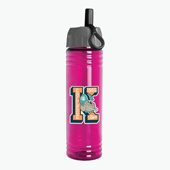 24 oz Slim Fit Water Bottle with Ring Straw Lid - Full Color