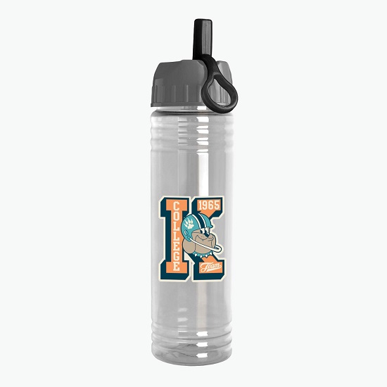 24 oz Slim Fit Water Bottle with Ring Straw Lid - Full Color