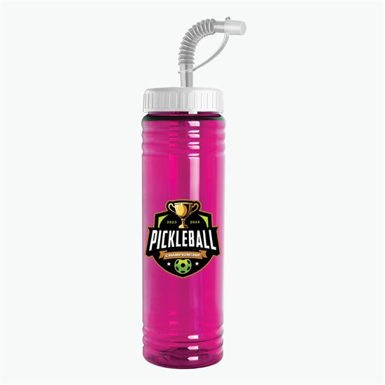 24 oz Slim Fit Water Bottle with Straw Lid - Full Color