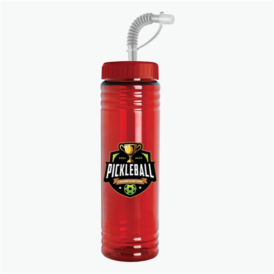 24 oz Slim Fit Water Bottle with Straw Lid - Full Color