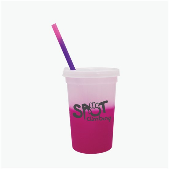 22 oz Mood Color Change Stadium Cup with Lid and Straw - 24-Hour Production