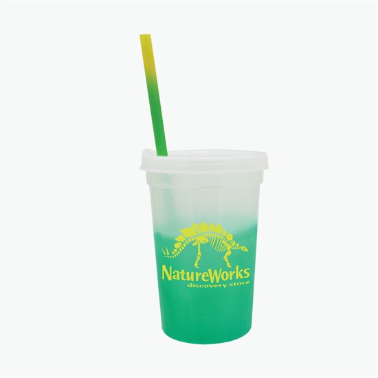 22 oz Mood Color Change Stadium Cup with Lid and Straw - 24-Hour Production