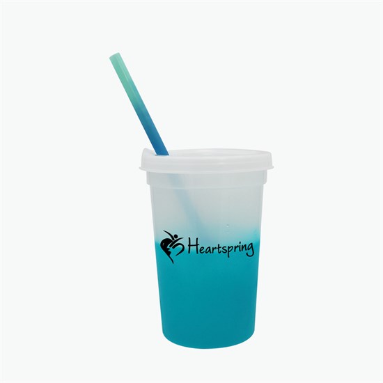22 oz Mood Color Change Stadium Cup with Lid and Straw - 24-Hour Production