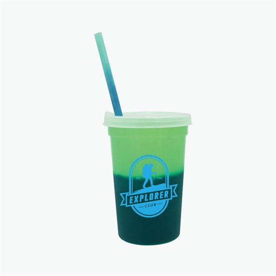 22 oz Mood Color Change Stadium Cup with Lid and Straw - 24-Hour Production