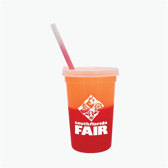 22 oz Mood Color Change Stadium Cup with Lid and Straw - 24-Hour Production