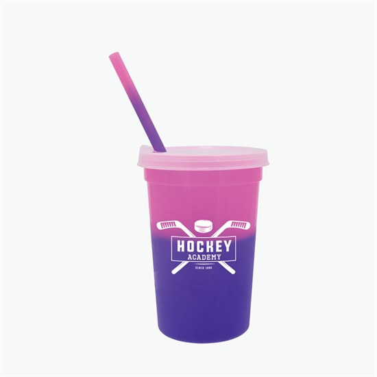 22 oz Mood Color Change Stadium Cup with Lid and Straw - 24-Hour Production