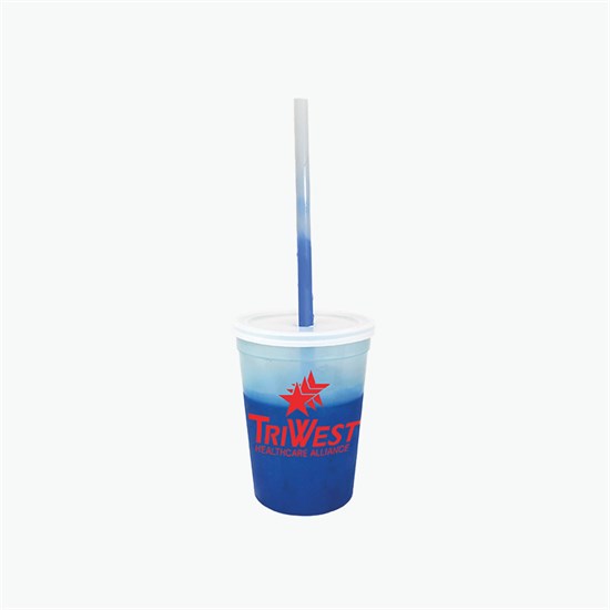 12 oz Mood Color Change Stadium Cup with Lid and Straw - 24-Hour Production