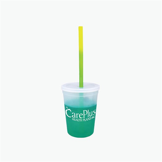 12 oz Mood Color Change Stadium Cup with Lid and Straw - 24-Hour Production