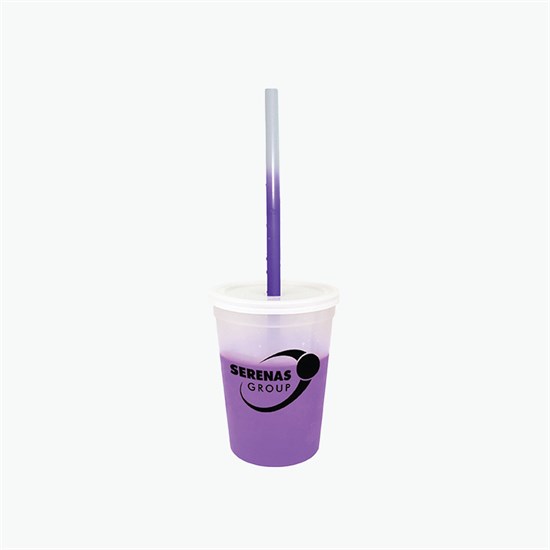 12 oz Mood Color Change Stadium Cup with Lid and Straw - 24-Hour Production