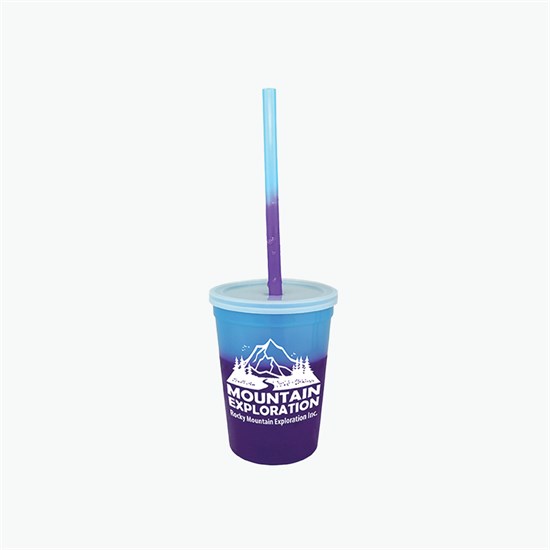 12 oz Mood Color Change Stadium Cup with Lid and Straw