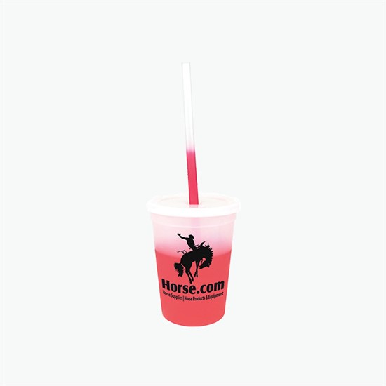 12 oz Mood Color Change Stadium Cup with Lid and Straw
