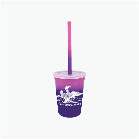 12 oz Mood Color Change Stadium Cup with Lid and Straw