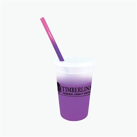 17 oz Mood Color Change Stadium Cup with Lid and Straw - 24-Hour Production