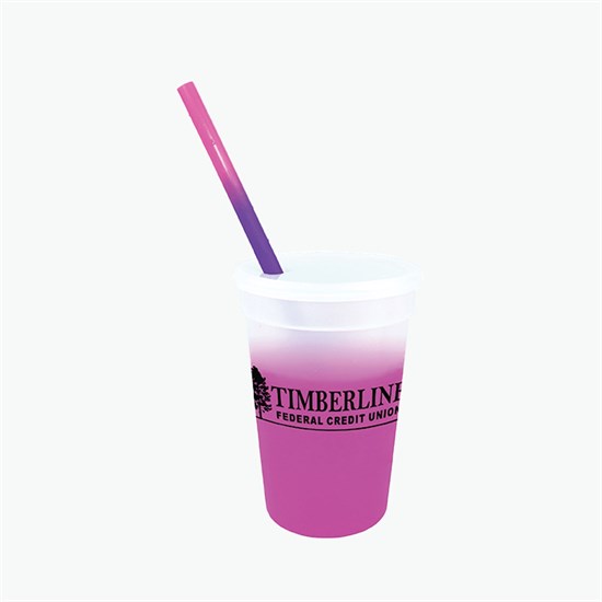 17 oz Mood Color Change Stadium Cup with Lid and Straw