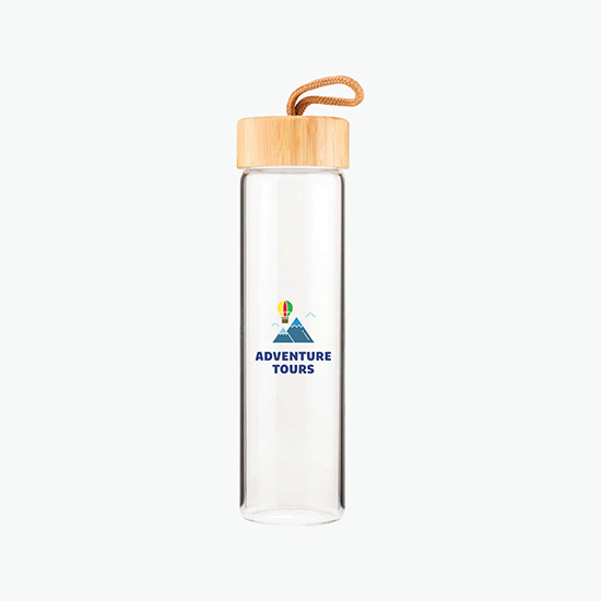 20 oz Botanical Glass Bottle with Bamboo Lid - Full Color