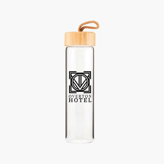 20 oz Botanical Glass Bottle with Bamboo Lid