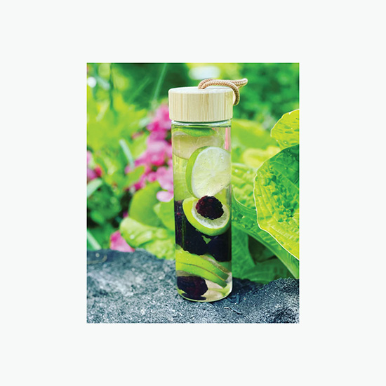 20 oz Botanical Glass Bottle with Bamboo Lid