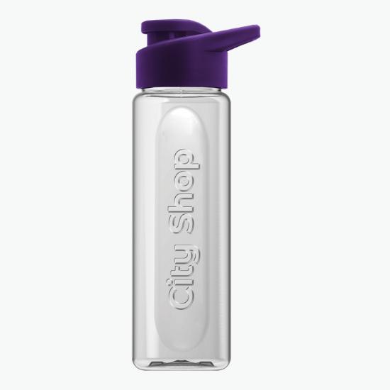 26 oz Embossed rPET Bottle with Drink-Thru Lid