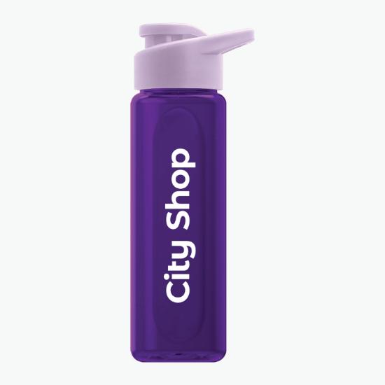 26 oz Embossed rPET Bottle with Drink-Thru Lid
