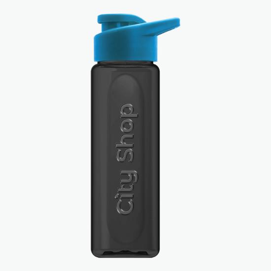 26 oz Embossed rPET Bottle with Drink-Thru Lid