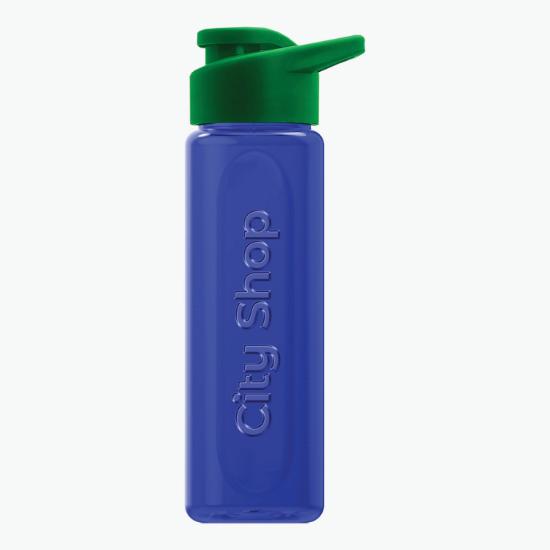 26 oz Embossed rPET Bottle with Drink-Thru Lid