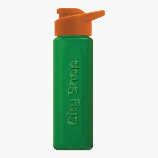 26 oz Embossed rPET Bottle with Drink-Thru Lid