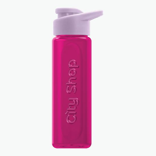 26 oz Embossed rPET Bottle with Drink-Thru Lid