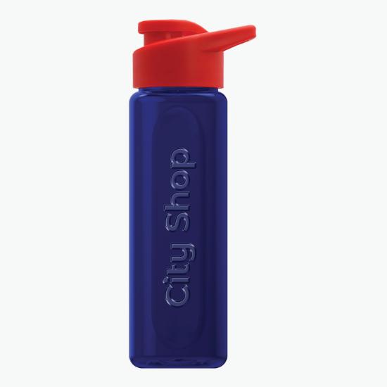 26 oz Embossed rPET Bottle with Drink-Thru Lid