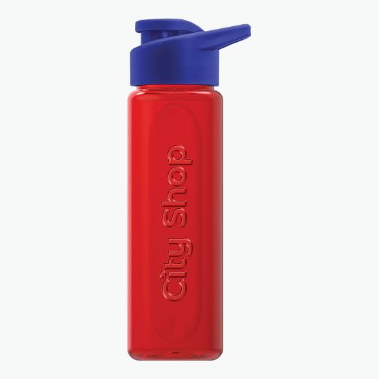 26 oz Embossed rPET Bottle with Drink-Thru Lid