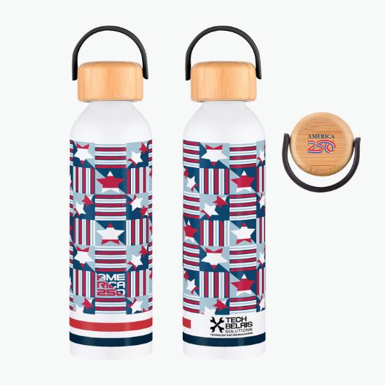 24 oz Recycled America 250 Stars and Stripes Water Bottle