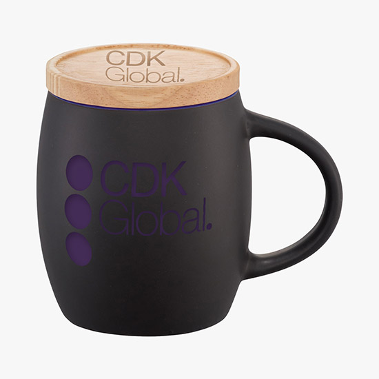 15 oz Hearth Ceramic Mug with Wood Lid/Coaster - Engraved