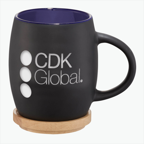 15 oz Hearth Ceramic Mug with Wood Lid/Coaster - Engraved