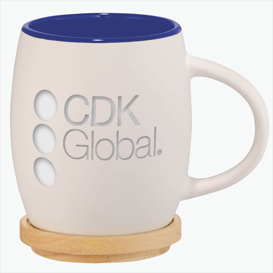 15 oz Hearth Ceramic Mug with Wood Lid/Coaster - Engraved
