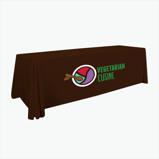 8' Stain Resistant Table Cover with Full Color Imprint - Clearance
