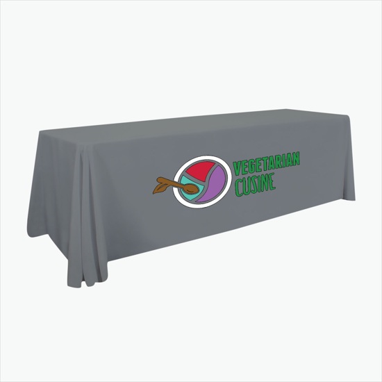 8' Stain Resistant Table Cover with Full Color Imprint - Clearance