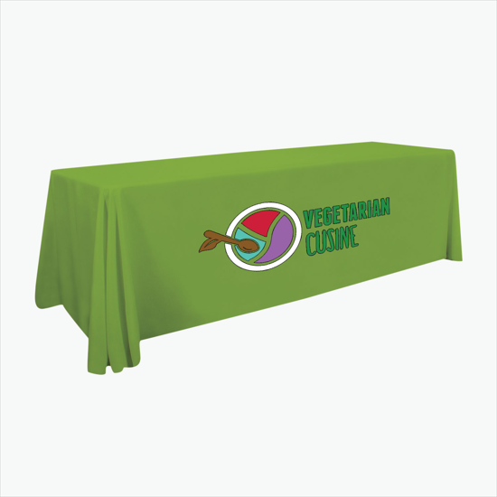 8' Stain Resistant Table Cover with Full Color Imprint - Clearance