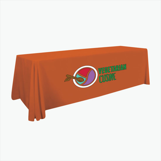 8' Stain Resistant Table Cover with Full Color Imprint - Clearance