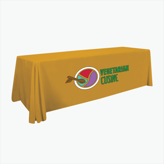 8' Stain Resistant Table Cover with Full Color Imprint - Clearance