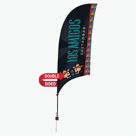 7.5' Value Razor Sail Sign with Spike Base - Double Sided