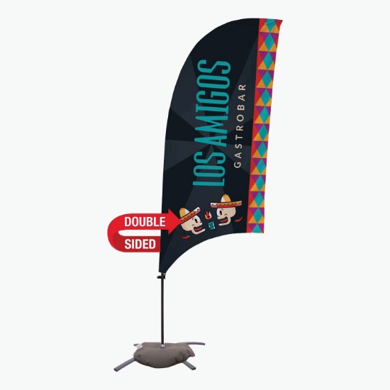 7.5' Value Razor Sail Sign with Cross Base and Water Ballast - Double Sided