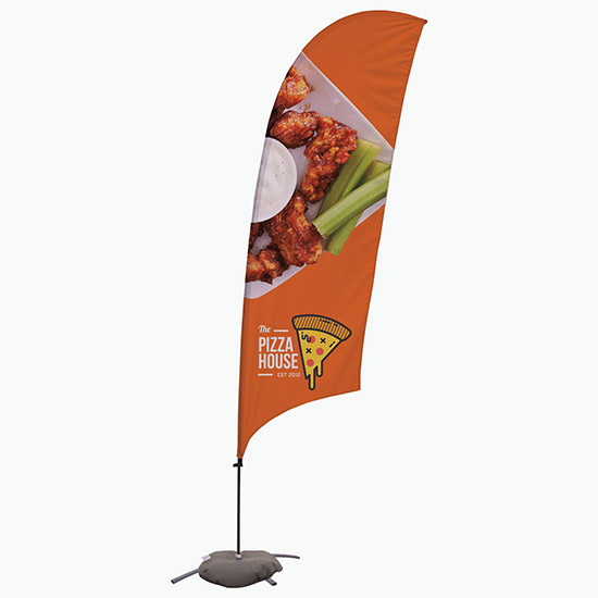 10.5' Value Razor Sail Sign with Cross Base and Water Ballast - Single Sided