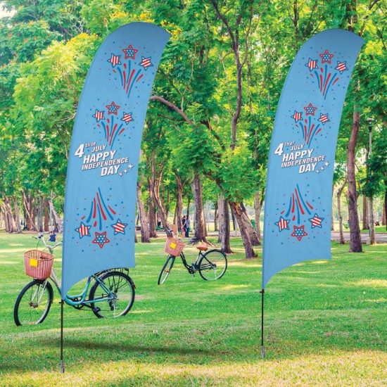 15' Value Razor Sail Sign with Spike Base - Double Sided